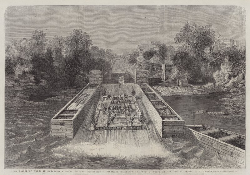 O Príncipe de Gales, no Canadá, Sua Alteza Real, descendo um Timer-Slide em Ottawa de George Henry Andrews