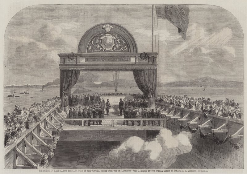 O, príncipe, de, gales, deitando, a, último pedra, de, a, ponte victoria, sobre, a, st lawrence de George Henry Andrews