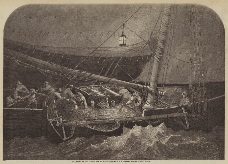 Pesca de arrasto no Mar do Norte à noite de George Henry Andrews