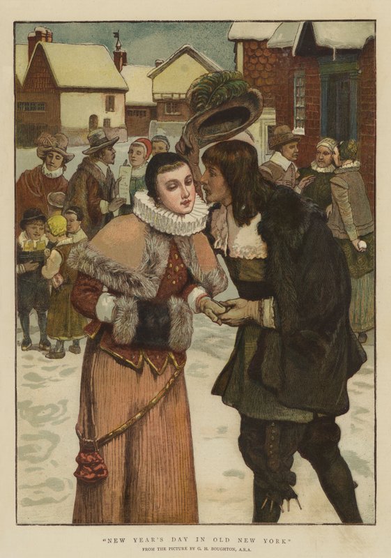 Dia de ano novo em Old New York (chromolitho) de George Henry Boughton