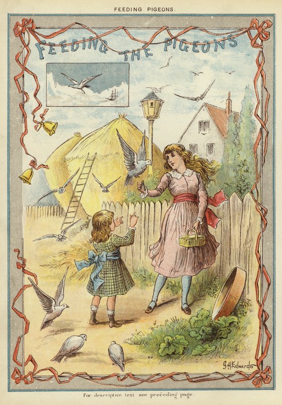Alimentação dos pombos (chromolitho) de George Henry Edwards