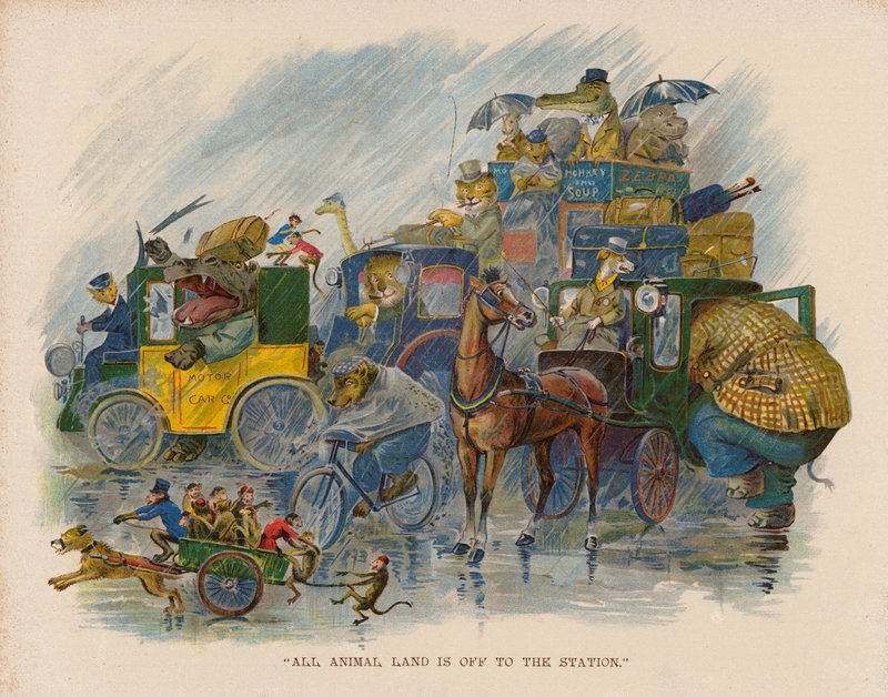 Ilustração para A viagem dos animais ao mar (litografia a cores) de George Henry Thompson