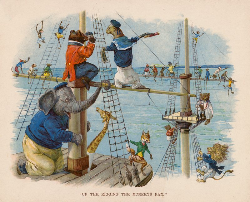 Ilustração para A viagem dos animais ao mar (litografia a cores) de George Henry Thompson