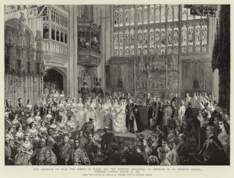 O Casamento do TRH O Príncipe de Gales e a Princesa Alexandra da Dinamarca na Capela de São Jorge, Castelo de Windsor, 10 de março de 1863 de George Housman Thomas