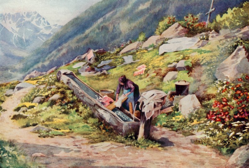 No Vale de Chamonix (cor litho) de George Jackson Flemwell