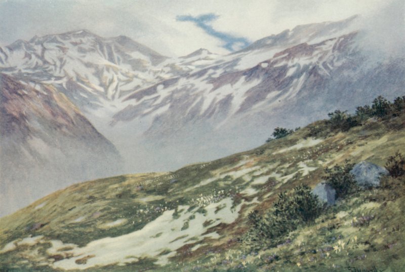O Coronel De Balme do Le Planet, acima de Argentiere (cor litho) de George Jackson Flemwell