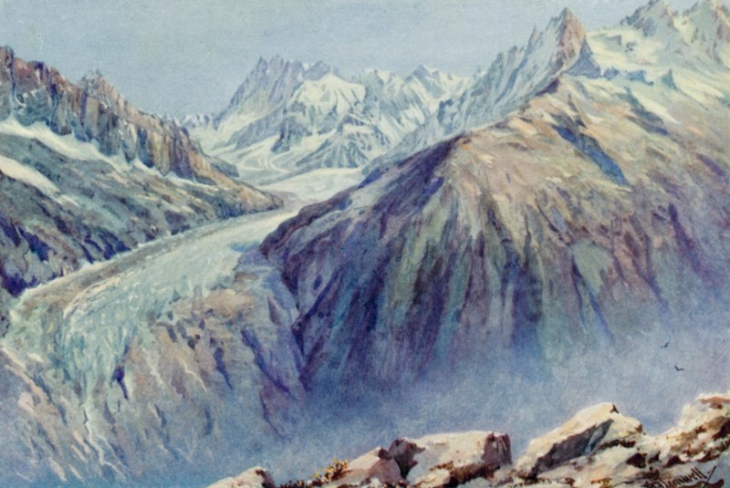 O Mer De Glace de La Flegere (cor litho) de George Jackson Flemwell