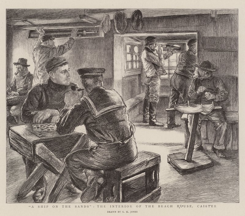 Um navio nas areias, o interior da casa de praia, Caister de George Kingston Jones
