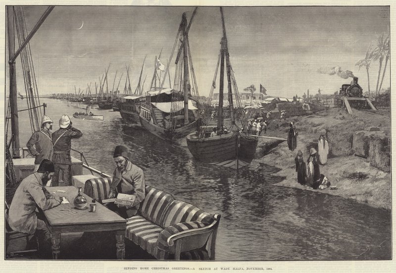 Enviando Saudações natalícias, um esboço de Wady Halfa, novembro de 1884 de George L. Seymour