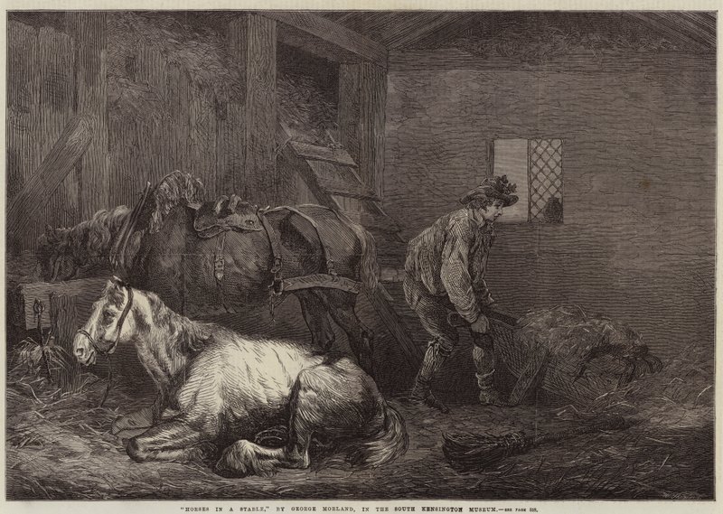 Cavalos em um estábulo de George Morland