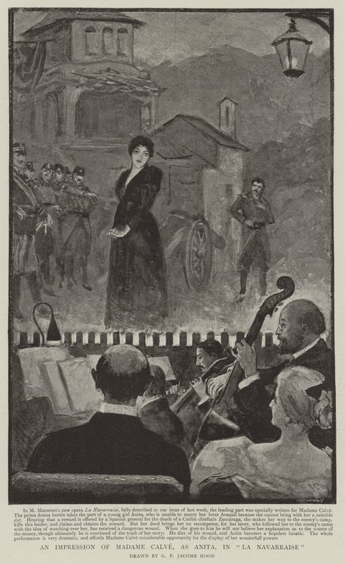 Uma impressão de Madame Calve, como Anita, em La Navarraise de George Percy Jacomb Hood