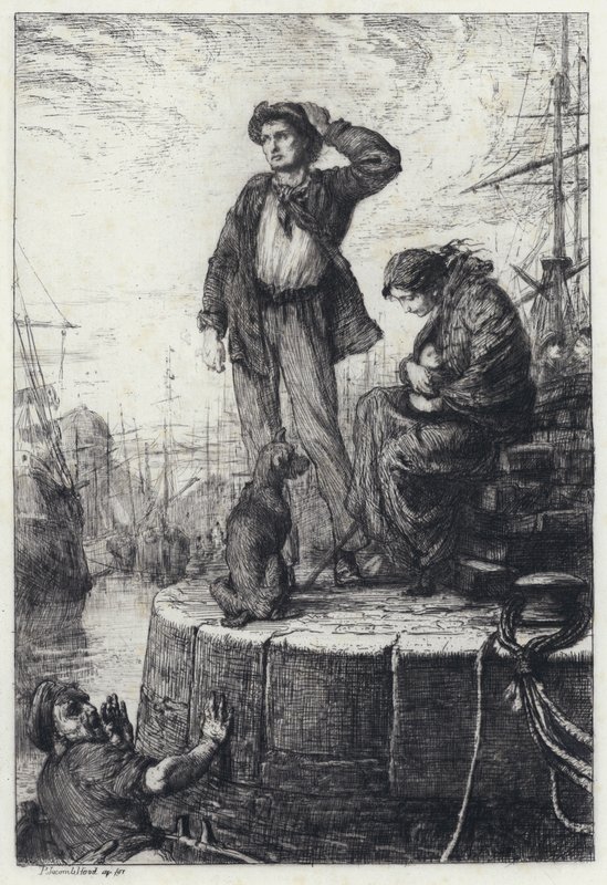 Emigrantes em Liverpool (gravura) de George Percy Jacomb Hood