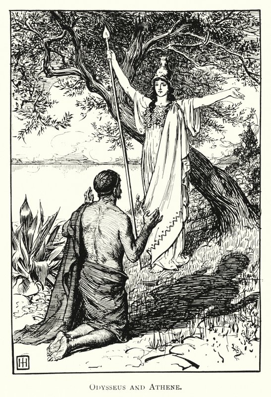 Odyssey: Odisseu e Ateneu (gravura) de George Percy Jacomb Hood