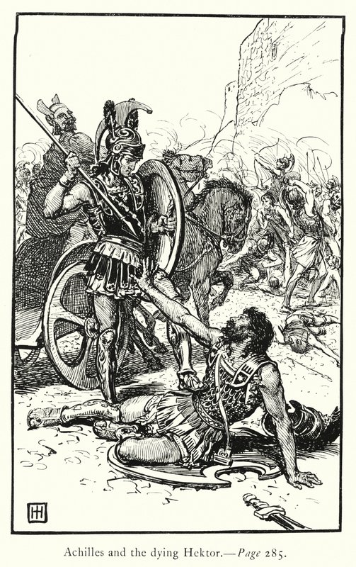 A Ilíada: Aquiles e o moribundo Hektor (gravura) de George Percy Jacomb Hood