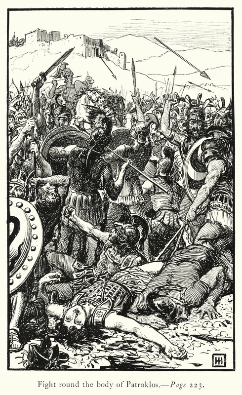 A Ilíada: Luta à volta do corpo de Patroklos (gravura) de George Percy Jacomb Hood