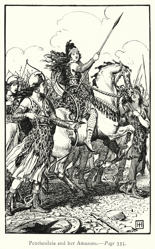 A Ilíada: Penthesileia e as suas Amazonas (gravura) de George Percy Jacomb Hood