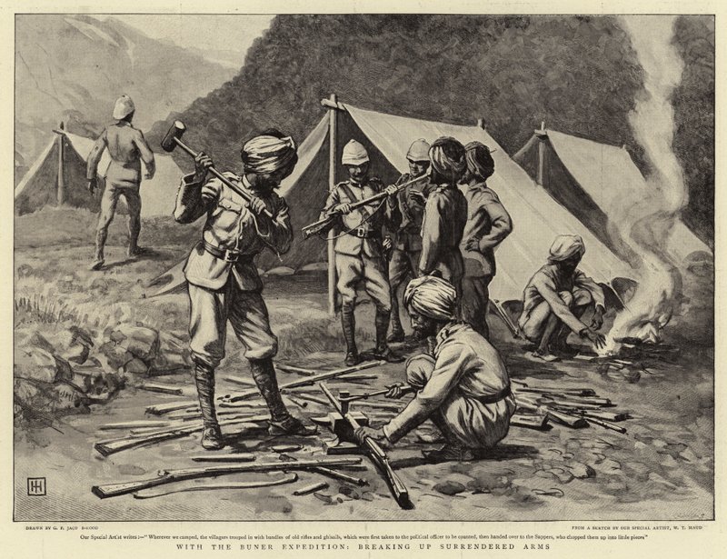 Com a Buner Expedition, quebrando os braços entregues de George Percy Jacomb Hood