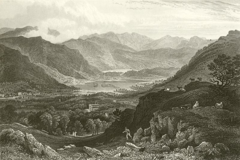 Rydal Water e Grassmere, do Parque Rydal, Westmorland de George Pickering