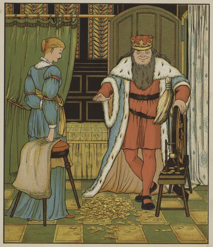 Ilustração para Rumpelstiltskin por The Brothers Grimm de George R. Halkett