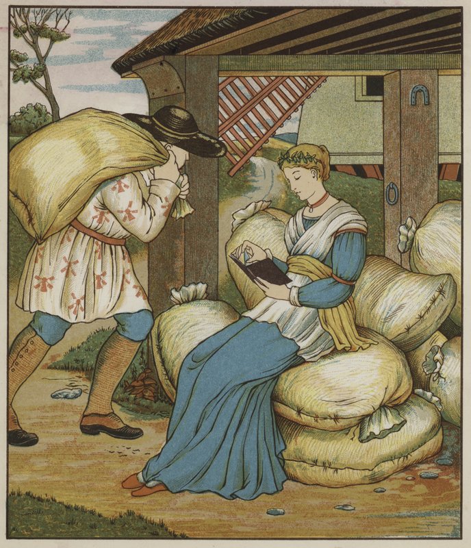 Ilustração para Rumpelstiltskin por The Brothers Grimm de George R. Halkett