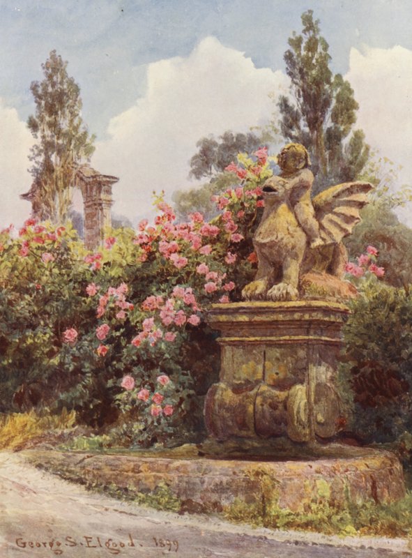 Jardins italianos: Rosas da China, Villa Imperiali (litografia a cores) de George Samuel Elgood