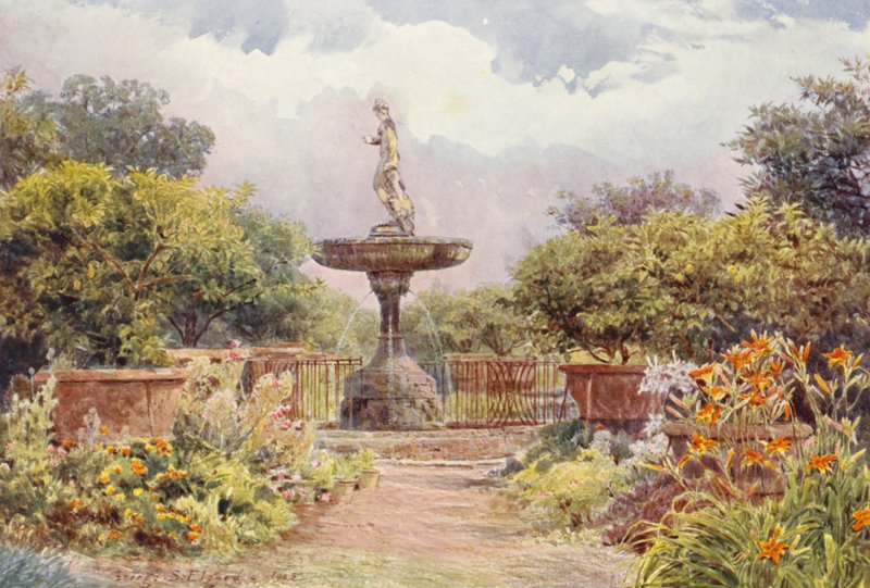 Jardins italianos: Villa Amari, A Fonte (litografia a cores) de George Samuel Elgood