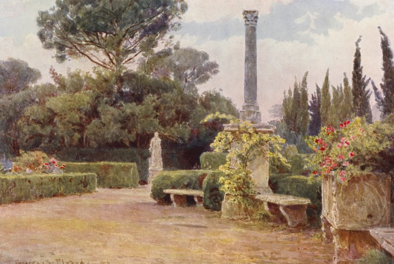 Jardins italianos: Villa Medici (litografia a cores) de George Samuel Elgood