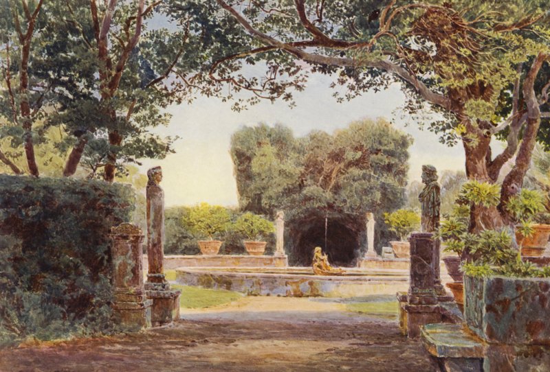 Jardins italianos: Villa Piatti, The Bay Walk (litografia a cores) de George Samuel Elgood