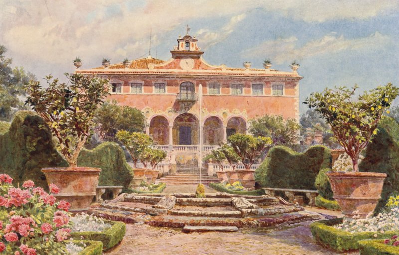 Jardins italianos: Villa di Caniparola (litografia a cores) de George Samuel Elgood