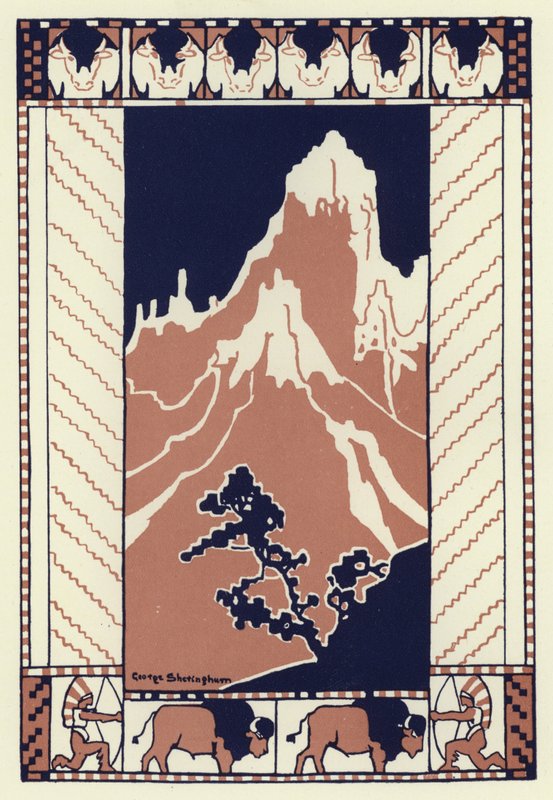 Naquela noite, quando toda a aldeia estava a dormir, o rapaz foi para o sopé da montanha (cor litho) de George Sheringham