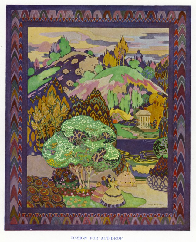 O Duenna de Sheridan: Design para Act-Drop (cor litho) de George Sheringham