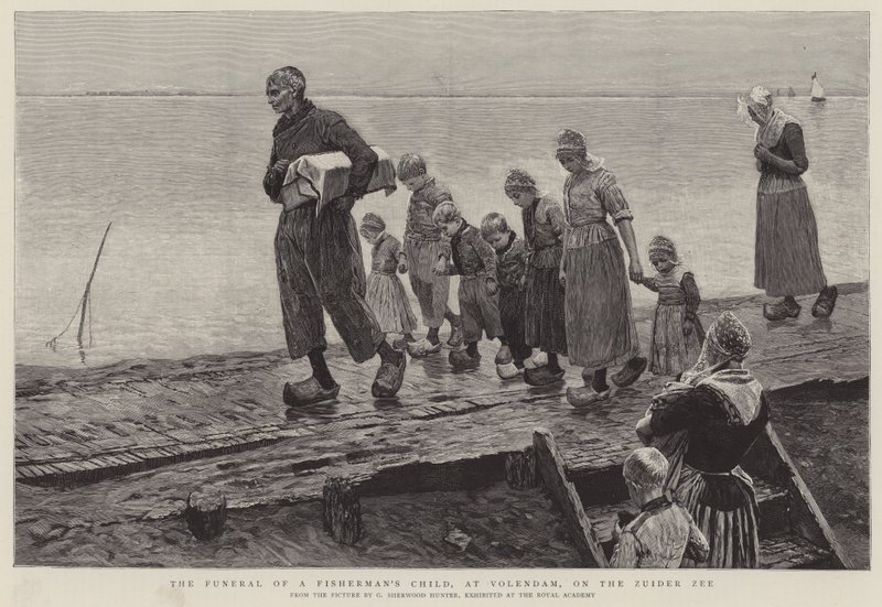 O funeral do filho de um pescador, em Volendam, na Zuider Ze de George Sherwood Hunter