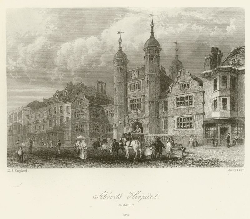 Hospital Abbotts, Guildford, 1840 de George Sidney after Shepherd