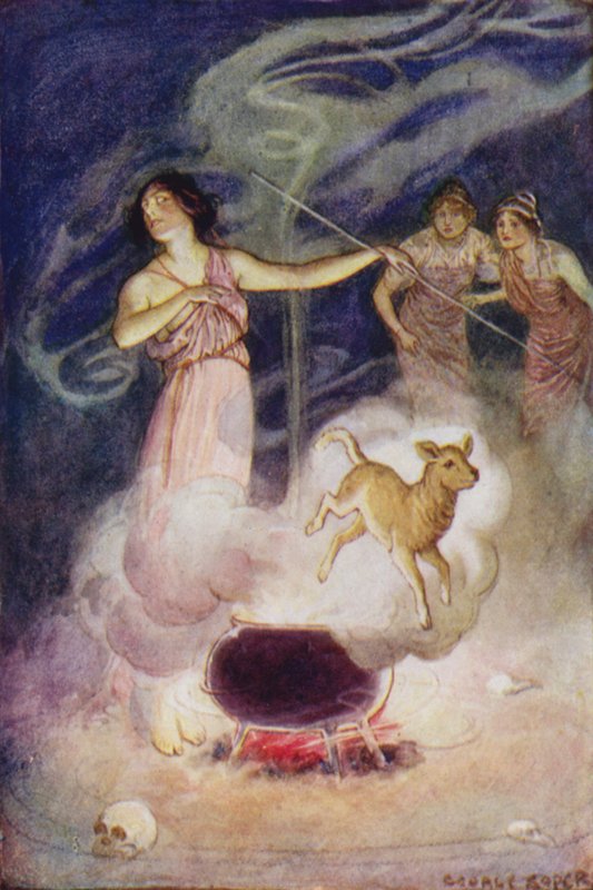 Jason e os Argonautas: "Ela sussurrou seus feitiços mágicos sobre ele, e ele saltou de novo para fora um jovem cordeiro" (cor litho) de George Soper