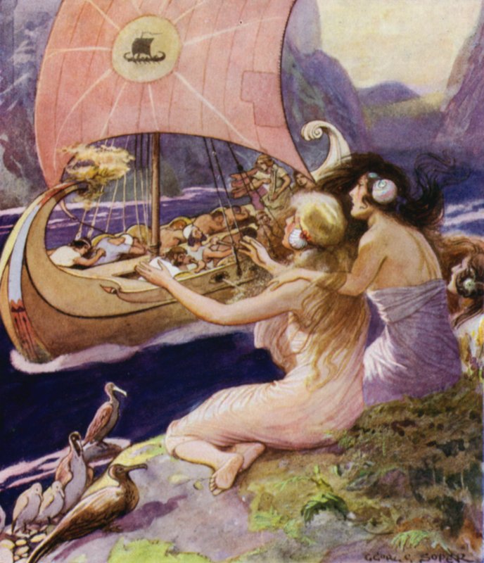 Jason e os Argonautas: As Sereias (cor litho) de George Soper