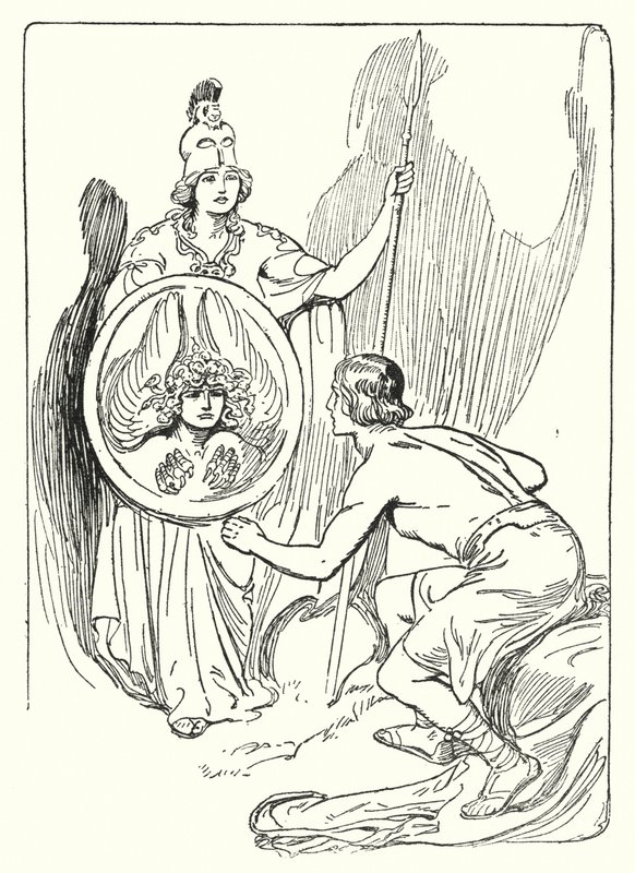Perseu: "No espelho do escudo apareceu um rosto" (litho) de George Soper