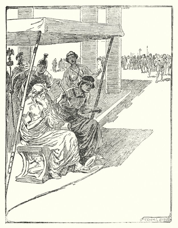 Perseu: "Caiu no pé de Acrisius" (litho) de George Soper