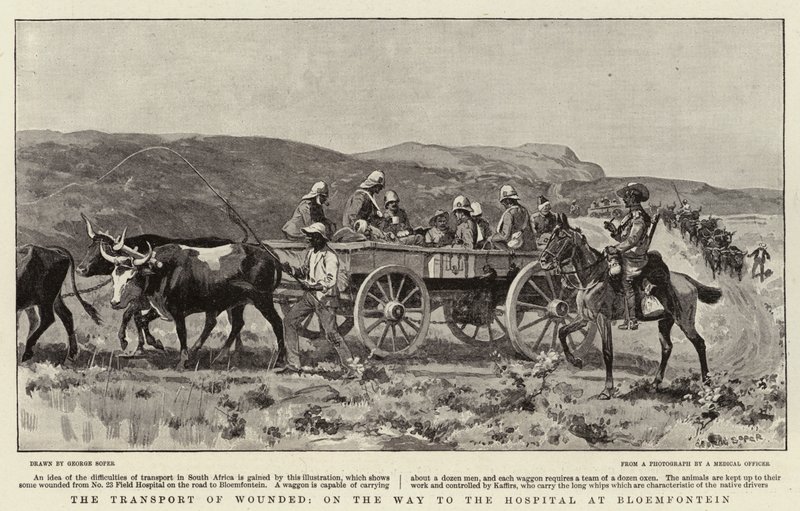 O transporte de feridos, a caminho do hospital de Bloemfontein de George Soper