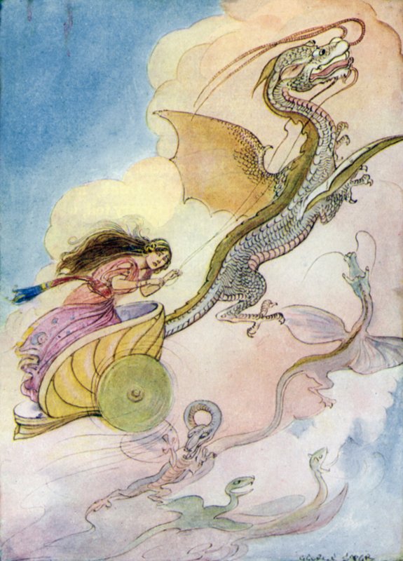 Estes: "Medeia chamou a sua carruagem de dragão" (cor litho) de George Soper