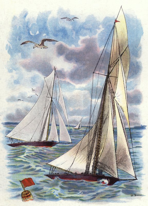 Uma Corrida de Iates (cor litho) de George Washington Lambert