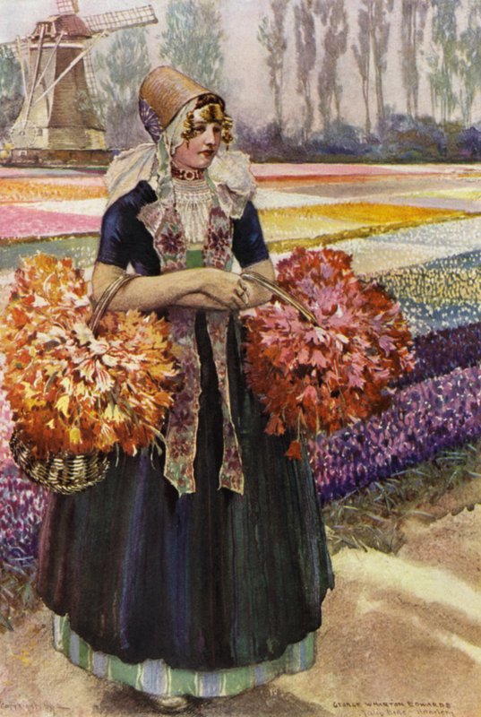 Um Campo de Tulipas (cor litho) de George Wharton Edwards