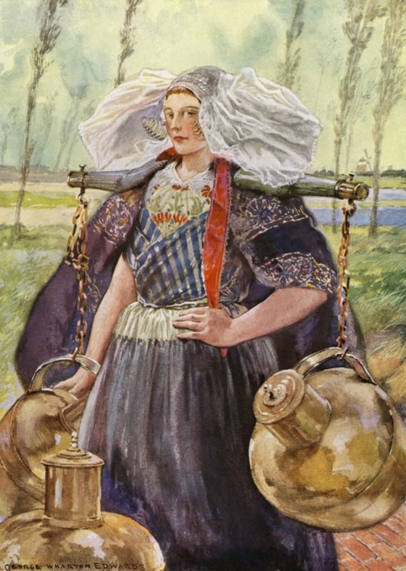 A Zeeland Milkmaid (lito colorido) de George Wharton Edwards