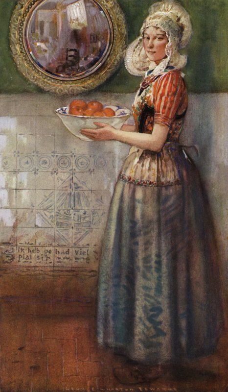 A Tigela das Laranjas (cor litho) de George Wharton Edwards