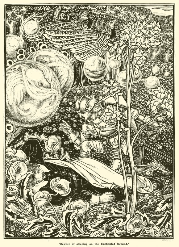 Cuidado ao Dormir no Solo Encantado (gravura) de George Woolliscroft Rhead