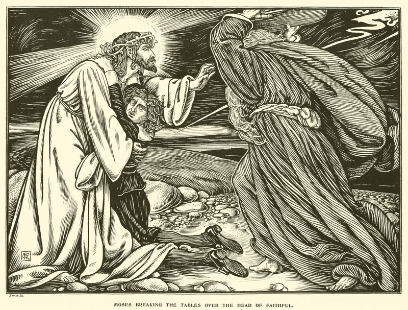 Moses Breaking the Tables over the Head of Faithful (gravura) de George Woolliscroft Rhead