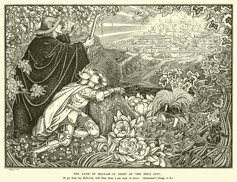 A Terra de Beulah, em Vista da Cidade Santa (gravura) de George Woolliscroft Rhead