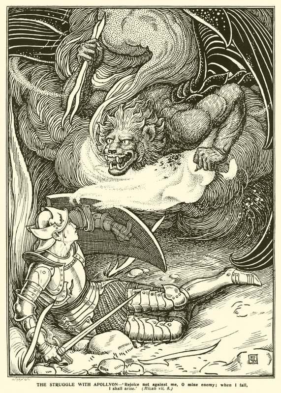 A Luta com Apollyon (gravura) de George Woolliscroft Rhead