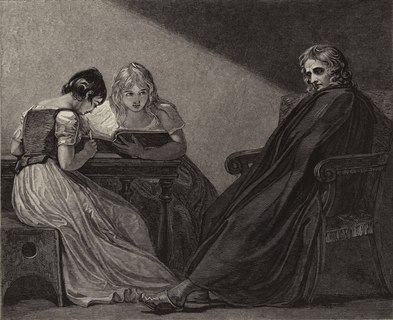 Milton ditando para suas filhas de George after Romney