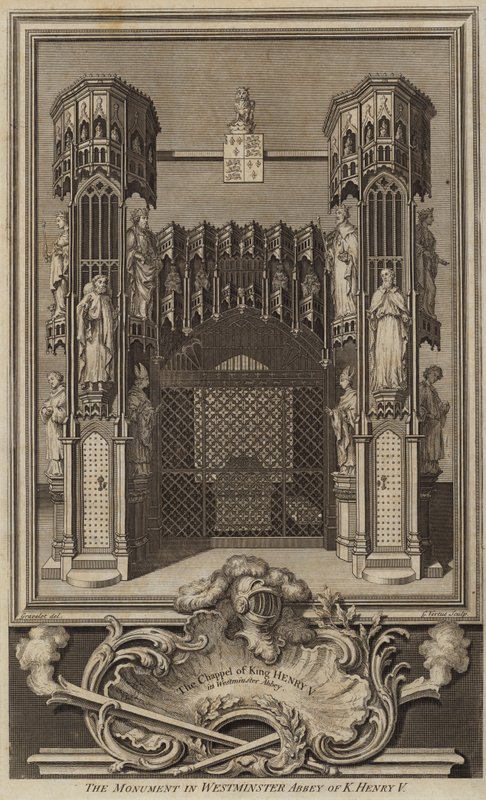 Monumento em Westminster Abbey of King Henry V de George after Vertue