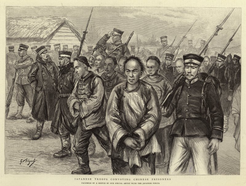 Tropas de Japanse que convoying prisioneiros chineses de Georges Ferdinand Bigot